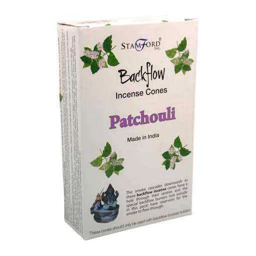 Coni Di Incenso indiano Stamford a flusso inverso backflow -- Patchouli -- Confezione 12 coni