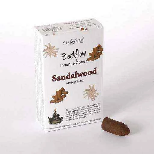 Coni Di Incenso indiano Stamford a flusso inverso backflow -- Sandalwood -- Confezione 12 coni