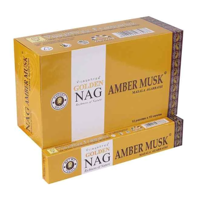 Incenso Vijayshree Golden Nag Amber Musk-- 1 confezione da 15 g