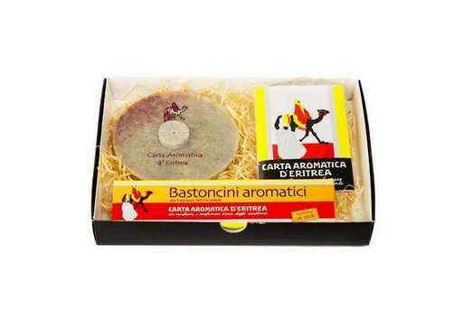 Confezione regalo d'Eritrea con cartine + 1 piattino decorato a mano + Incensi 16 stick