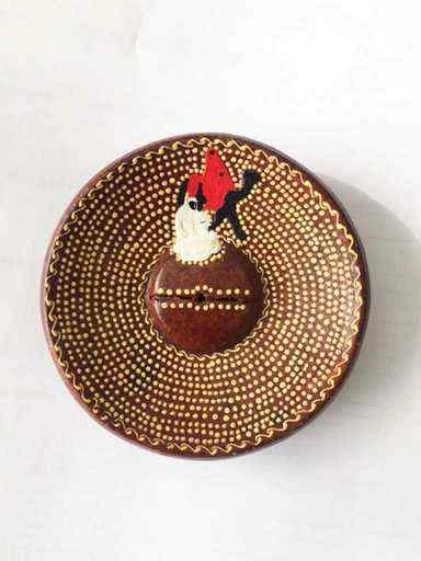 Piattino bruciatore Eritrea  in terracotta dipinto a mano