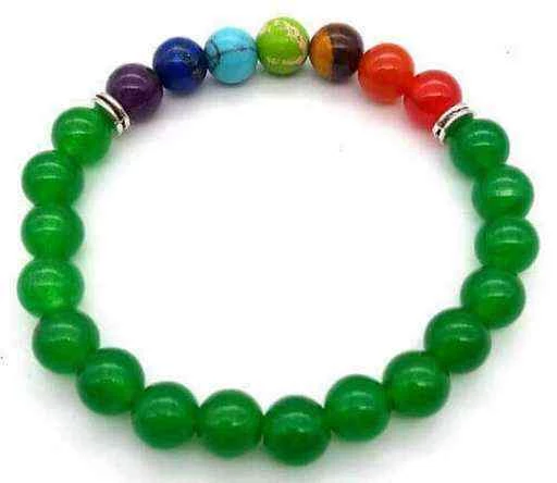 Bracciale Giada Verde & 7 Chakra perle 8mm