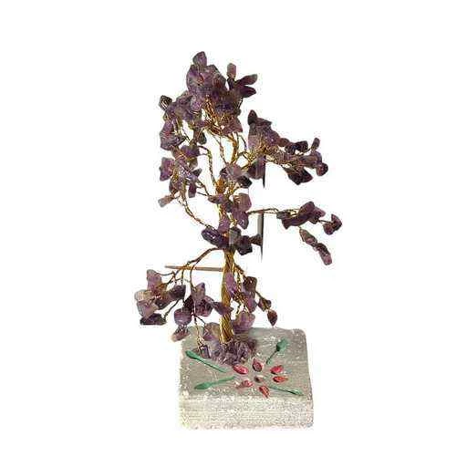 Alberello Ametista 160 pietre con base pietra saponaria decorata