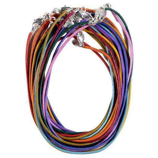 Collana pelle chiusura a moschettone colori assortiti -- 45 cm