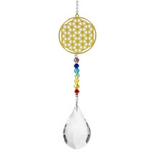 Fiore della vita cristallo a goccia e catena Chakra
