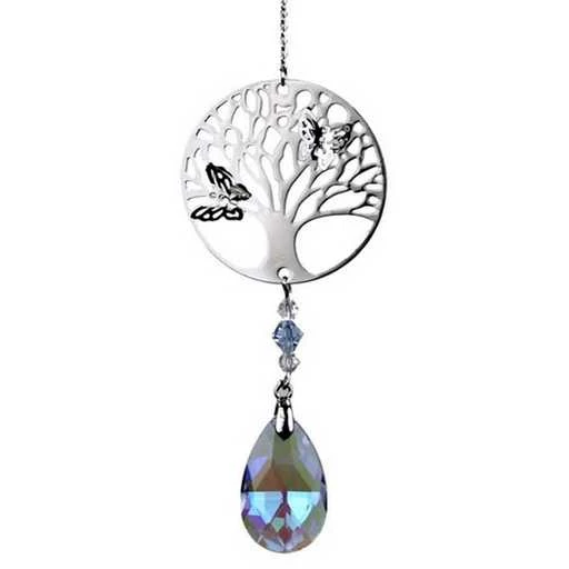 Albero della vita con cristallo e goccia arcobaleno viola