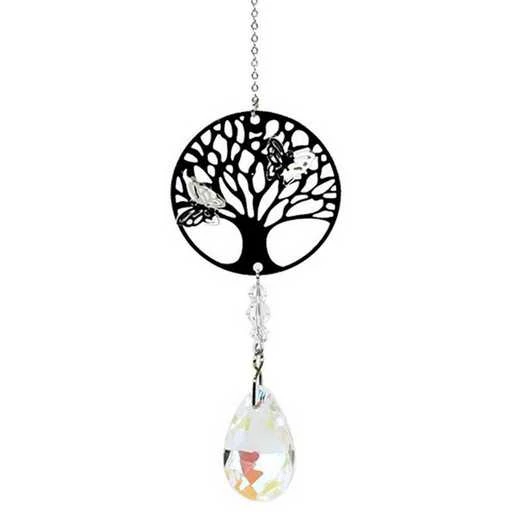 Albero della vita con cristallo e goccia arcobaleno bianca