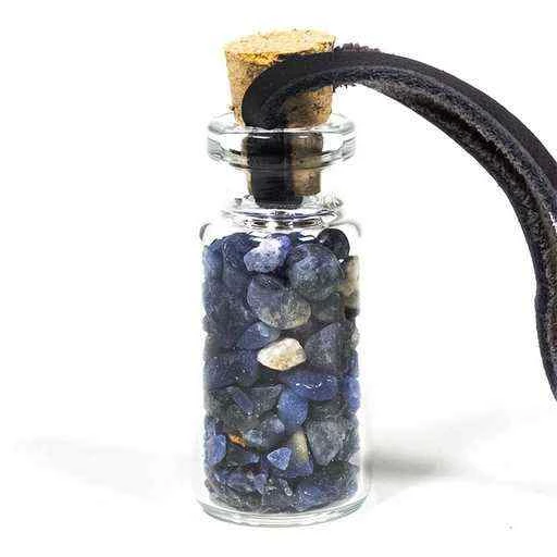 Bottiglia Regalo Vetro Su Corda Cera Sodalite -- 3,6 Cm