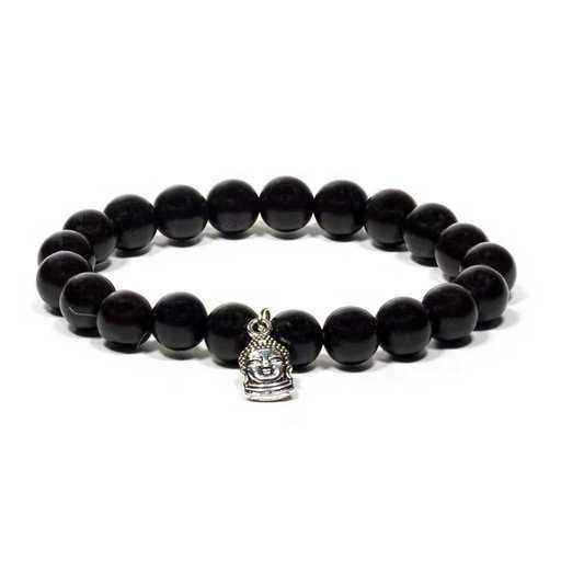 Mala/braccialetto elastico legno nero con Buddha