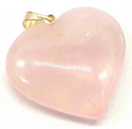 Ciondolo A Cuore In Quarzo rosa con passante -- 3,0 Cm