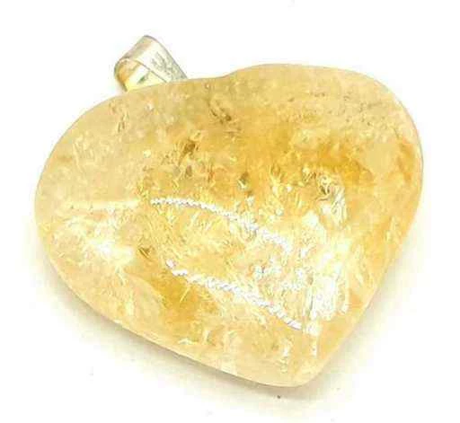 Ciondolo A Cuore In Quarzo citrino riscaldato con passante -- 3,0 Cm