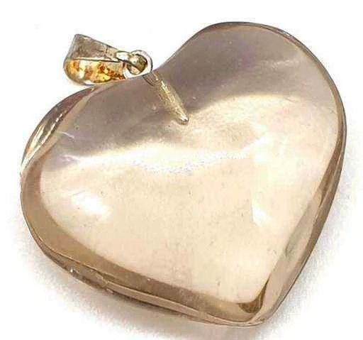 Ciondolo A Cuore In Quarzo fumè con passante -- 3,0 Cm