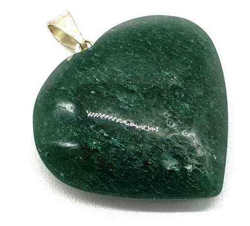 Ciondolo A Cuore In Avventurina verde con passante -- 3,0 Cm