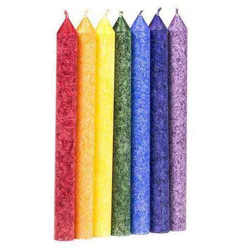 Set 7 Candele Chakra Lunghe Profumate x 3 -- 21x2,2 Cm