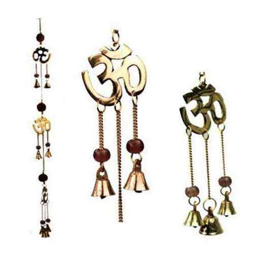 Campanelle decorative con Rudraksha e simboli OHM