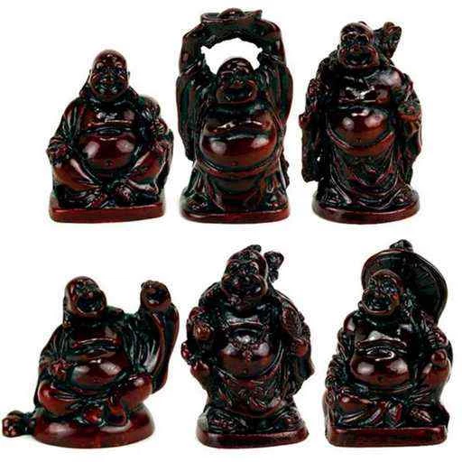 Set 6 statuette Buddha resina rossa