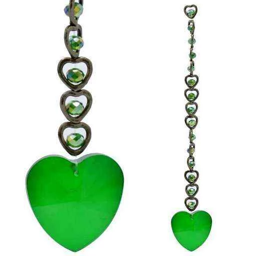 15 Cuori Feng Shui decorazione  in cristallo verde