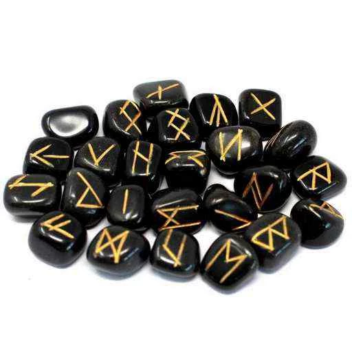 Rune in agata nera -- 25 pietre in sacchetto