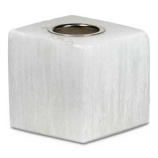 Portacandele Cubo Selenite -- 5x5x4.5