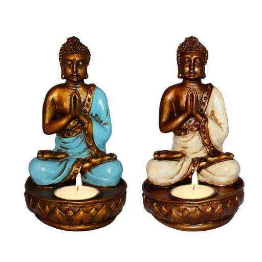 Portalumino Buddha Thai resina dipinto a mano -- 17 cm
