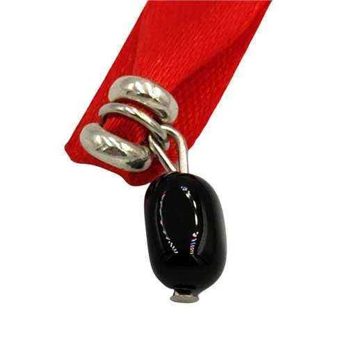 Bracciale raso rosso e Tormalina nera