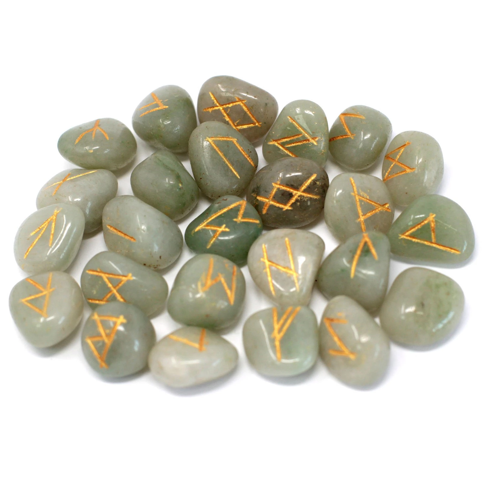 Rune in Avventurina verde -- 25 pietre in sacchetto