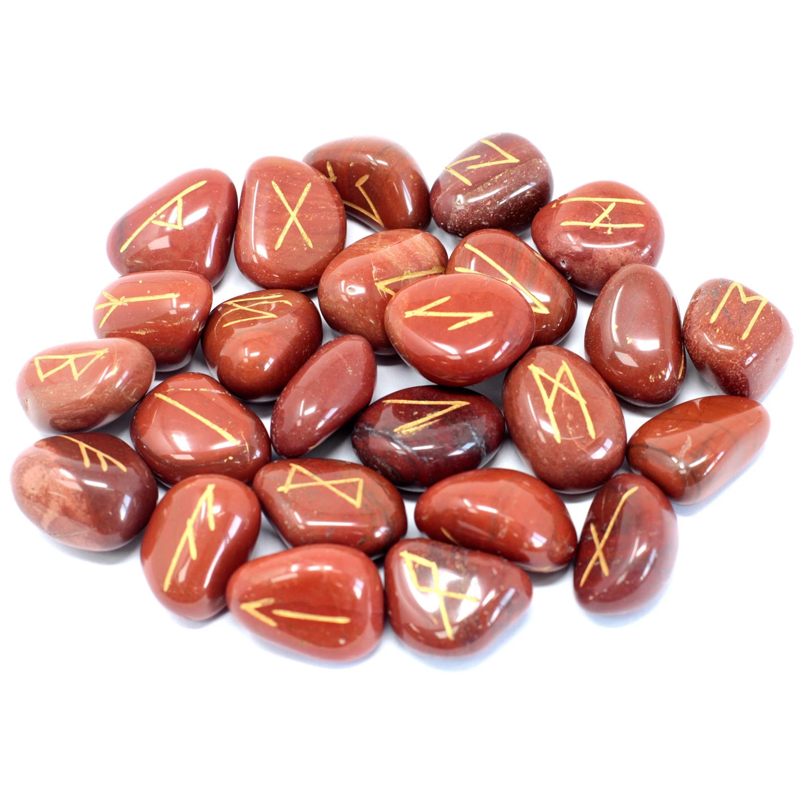 Rune in Diaspro rosso -- 25 pietre in sacchetto