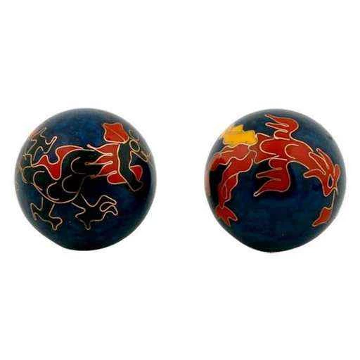 Sfere Qi Gong Drago e Fenice  blu scuro -- 3.5 Cm