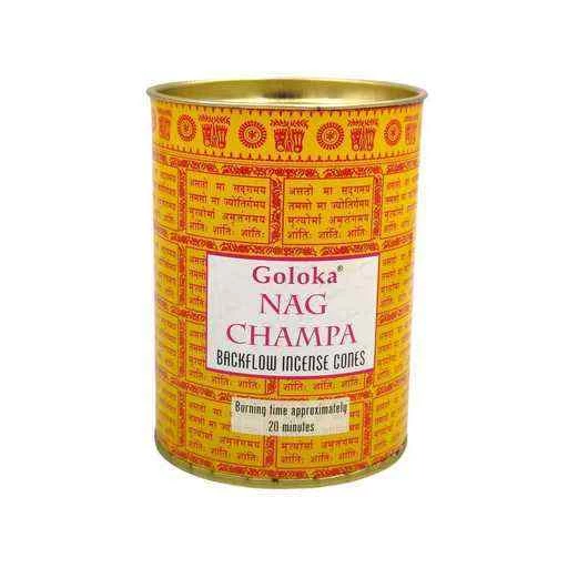 Coni Di Incenso indiano Goloka a flusso inverso backflow -- Nag Champa -- Confezione 18 coni