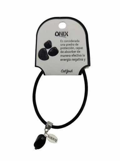 Bracciale regolabile con pendente pietra Onice nero