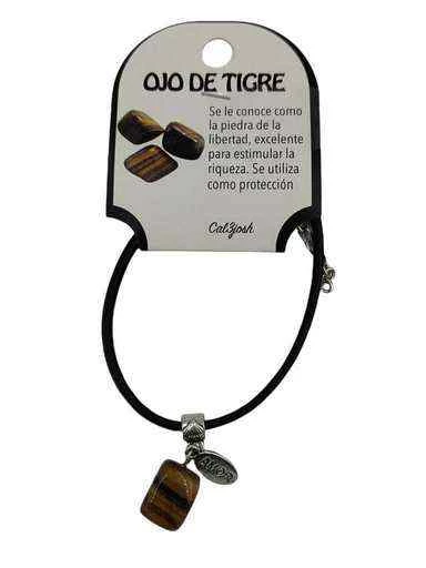 Bracciale regolabile con pendente pietra Occhio di Tigre