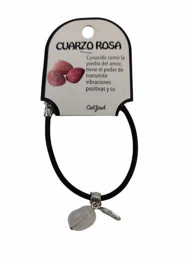Bracciale regolabile con pendente pietra Quarzo rosa