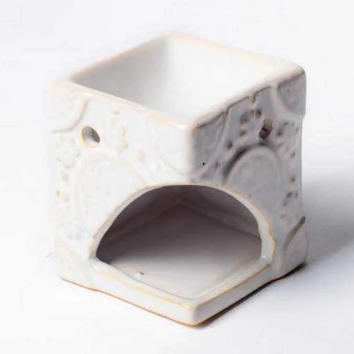 Brucia  Essenze e Cera aromatica in ceramica - Fiori bianco
