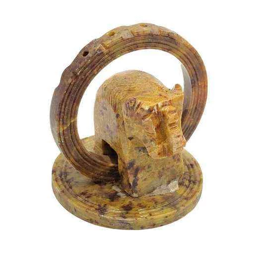 Porta incenso Elefante Pietra Ollare con cerchio -- 7x6 Cm