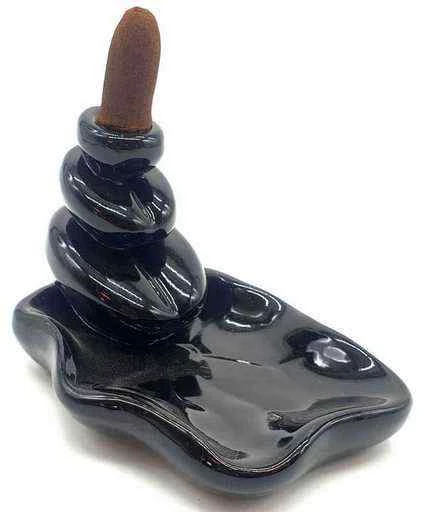 Incensiera in ceramica con riflusso backflow -- Fontana cinese zen -- 7x9x12 cm
