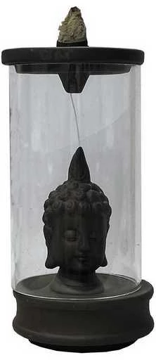 Incensiera in terracotta con riflusso backflow -- Testa di Buddha in tubo 15cm