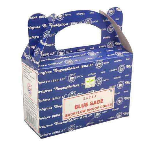 Coni Di Incenso Satya a flusso inverso backflow -- Salvia Blu -- 24 coni