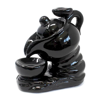 Incensiera in ceramica con riflusso backflow -- Teiera con tazza -- 13x7x15 cm