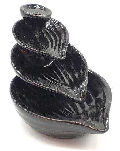 Incensiera in ceramica a flusso inverso backflow -- Cascata su foglie -- 8x12x9 cm