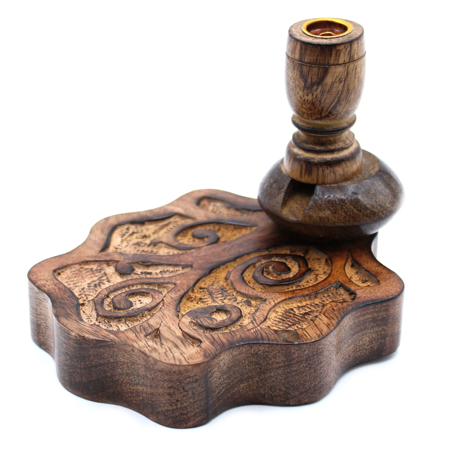 Incensiera in legno di mango a flusso inverso backflow -- Albero della Vita -- 13x15x12 cm