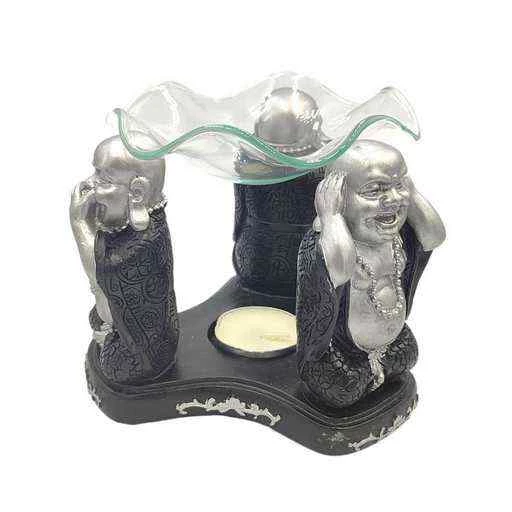 Brucia essenze/oli resina e vetro con Buddha -- 12x11 cm