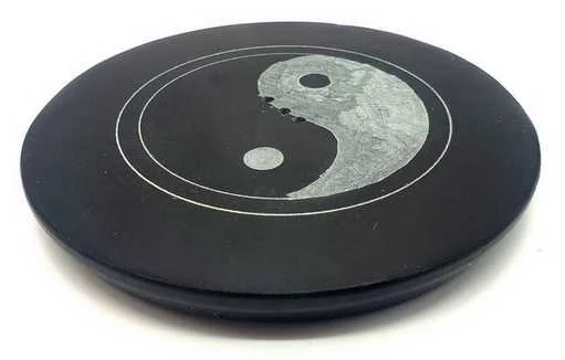 Porta incenso Yin Yang Pietra Ollare disco -- 10 Cm