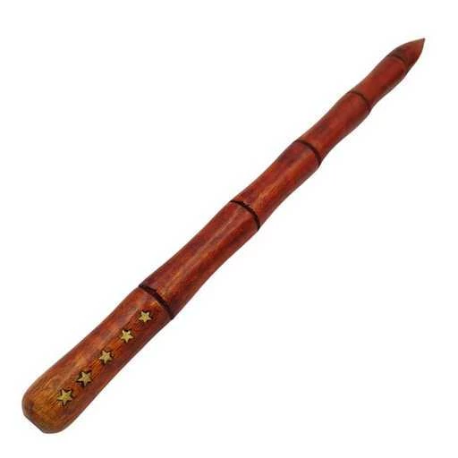 Bacchetta magica legno con 5 stelle ottone -- cm 39