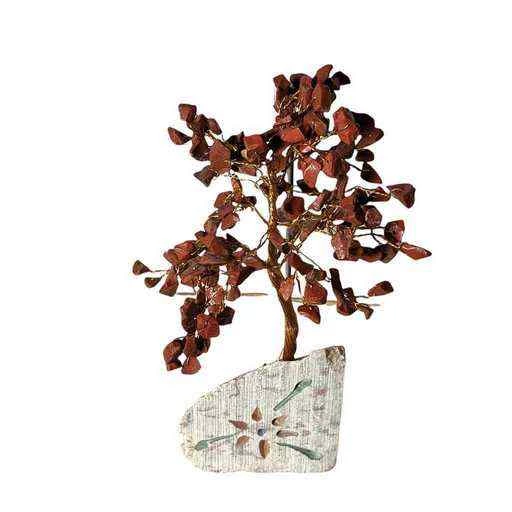 Alberello Giaspro rosso 160 pietre con  base pietra saponaria decorata