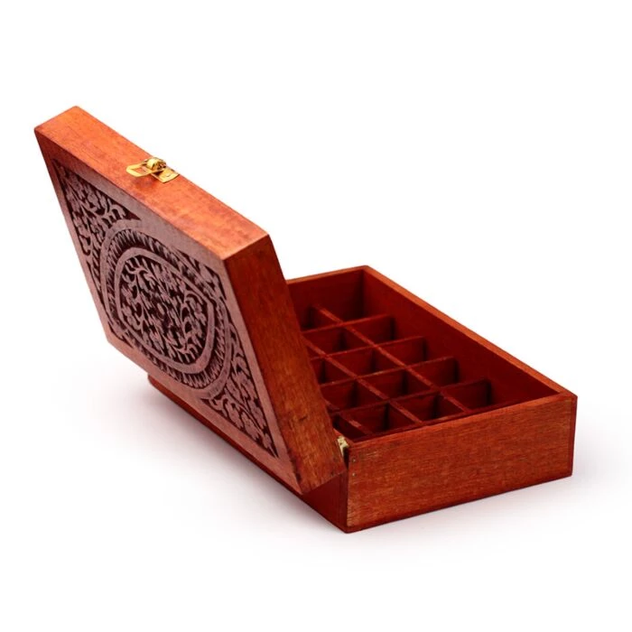 Cofanetto porta essenze in legno di mango -- Capacità 24 flaconi