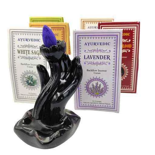 Incensi Ayurvedic naturali flusso inverso set con incensiera