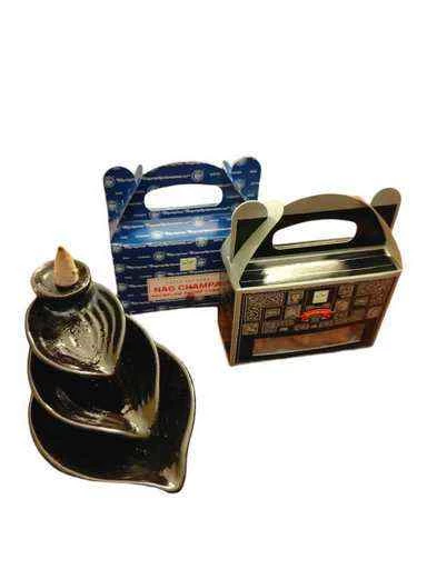 Incensi coni Satya naturali flusso inverso set con incensiera