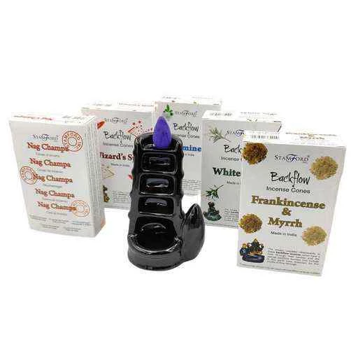 Incensi coni Stamford naturali flusso inverso set con incensiera