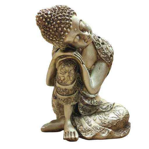 Statua Buddha accovacciato manrtello argento