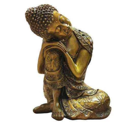 Statua Buddha accovacciato manrtello dorato